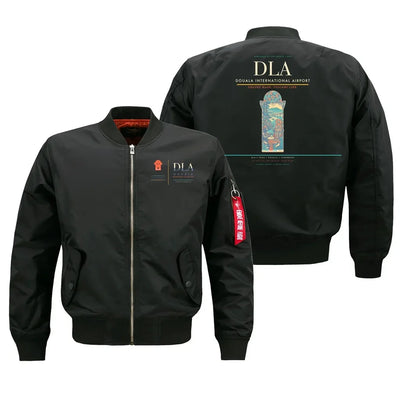 Douala International Airport (DLA) design on black bomber jacket