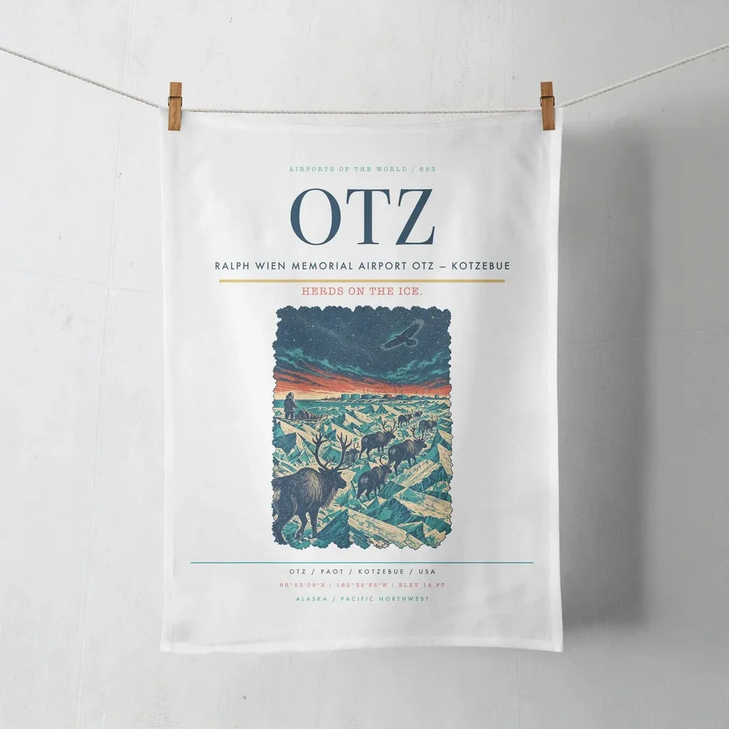 Ralph Wien Memorial Airport (OTZ) design on white towel