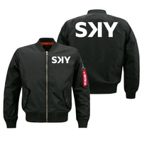 Thumbnail for SKY Airline aviation design embroidered on black bomber jacket