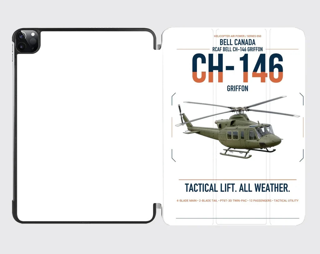 Bell Canada CH-146 Griffon design on white ipad tablet case