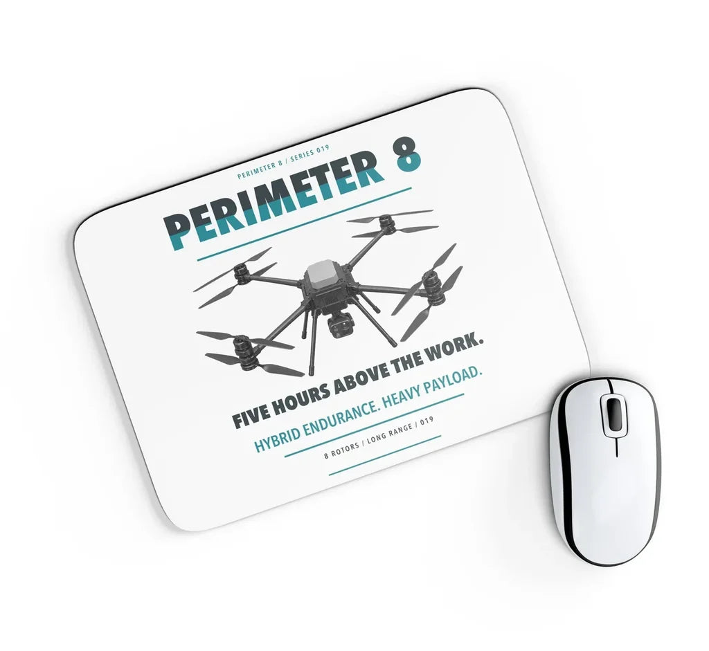 Skyfront Perimeter 8 design on white rectangle mouse pad