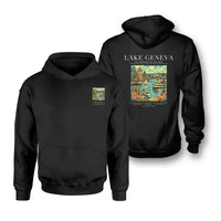Thumbnail for LAKE GENEVA - Poster - Double-Side Hoodie - Black