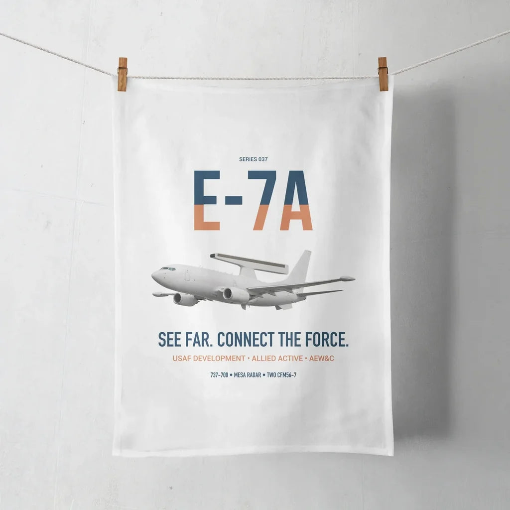 E-7A Wedgetail design on white towel