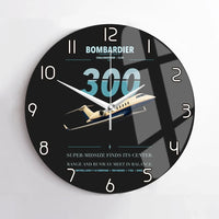 Thumbnail for Bombardier Challenger 300 design on black no frame wall clock