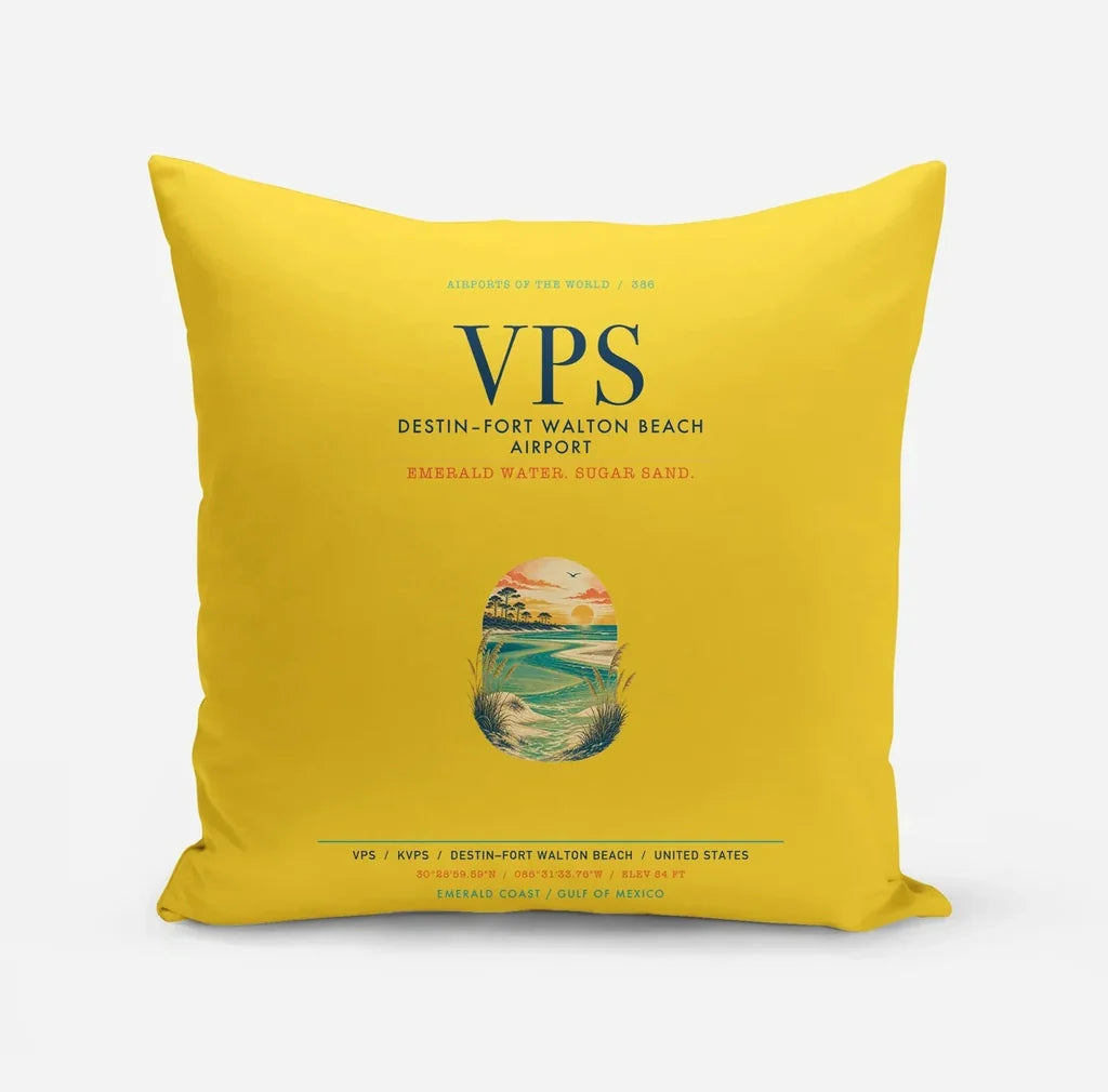 Destin Fort Walton Beach Airport (VPS) design on yellow pillow