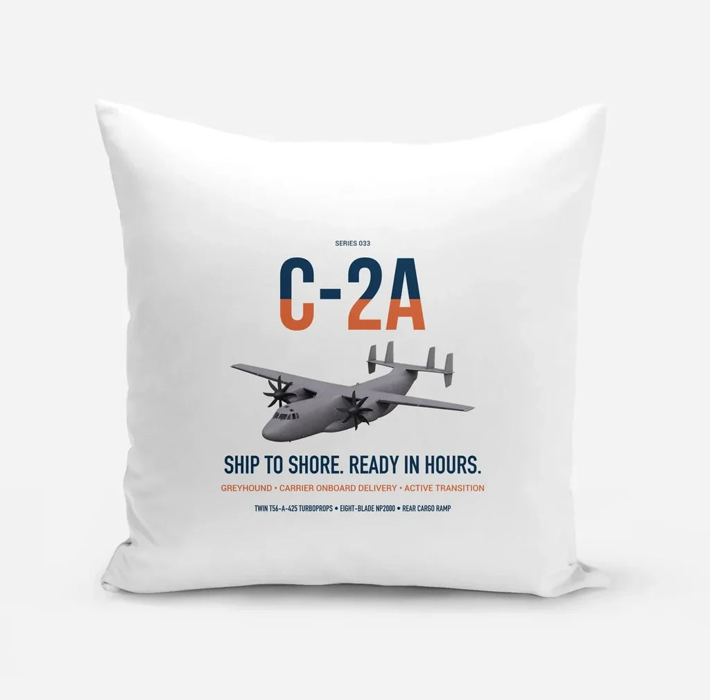 C-2A Greyhound design on white pillow