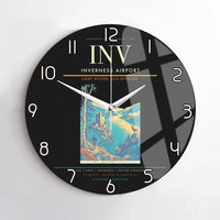 Thumbnail for Inverness Airport (INV) design on black no frame wall clock