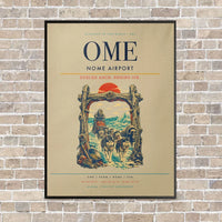 Thumbnail for Nome Airport OME vertical canvas print - framed - beige background
