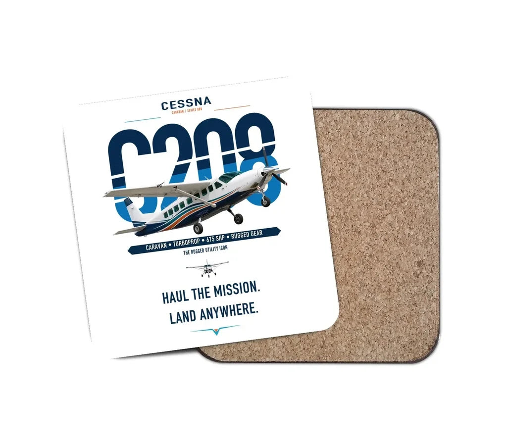 Cessna 208 Caravan design on white 1 piece coaster
