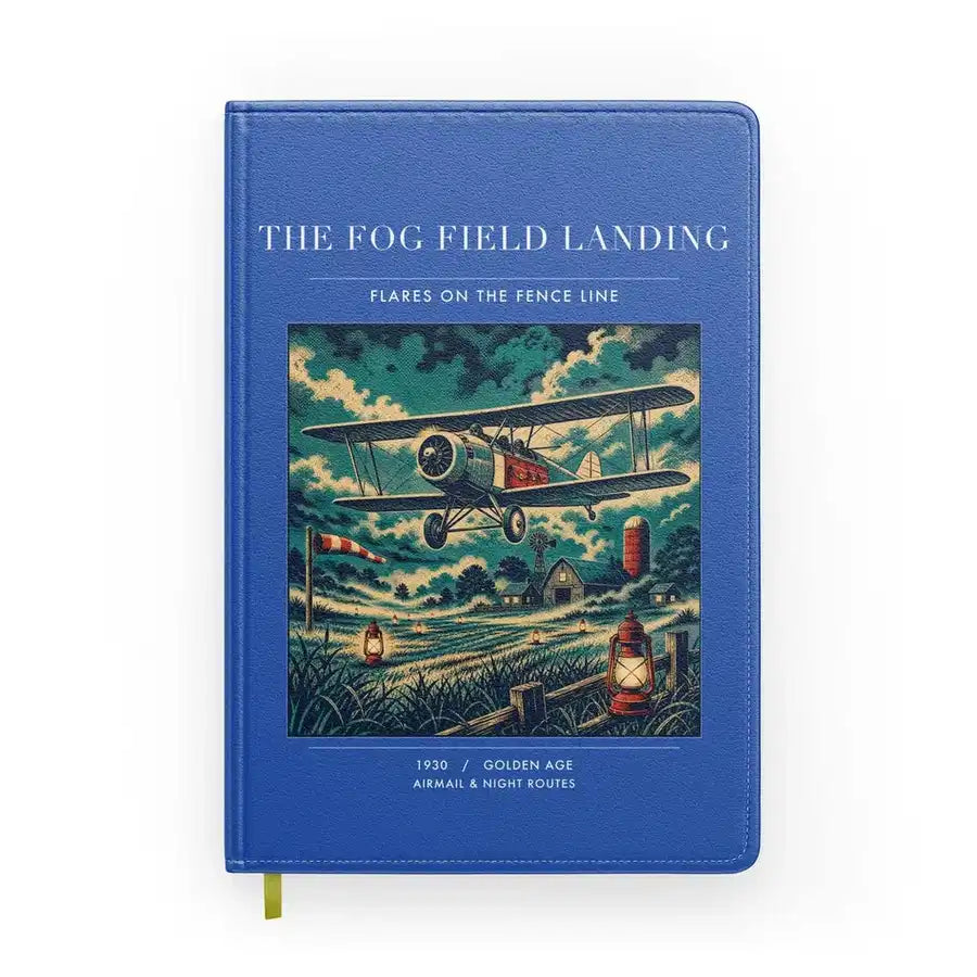 VINTAGE G4150 - The Fog Field Landing - Designed Notebooks design on blue