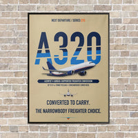 Thumbnail for Airbus A320P2F vertical canvas print - framed - beige background