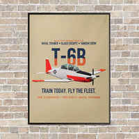Thumbnail for T-6B Texan II Naval Aviator Training vertical canvas print - framed - beige background