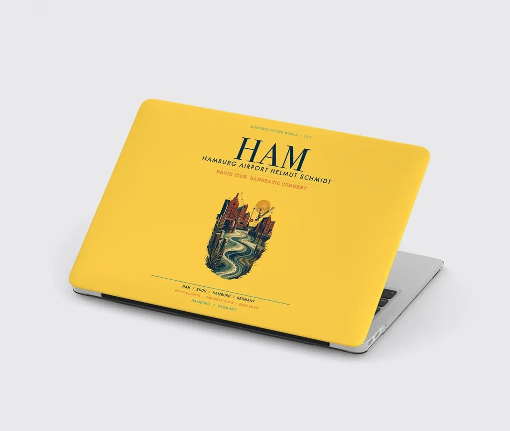 Hamburg Airport Helmut Schmidt (HAM) design on yellow MacBook case