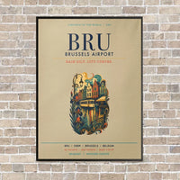 Thumbnail for Brussels Airport BRU vertical canvas print - framed - beige background