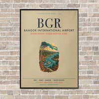 Thumbnail for Bangor International Airport BGR vertical canvas print - framed - beige background