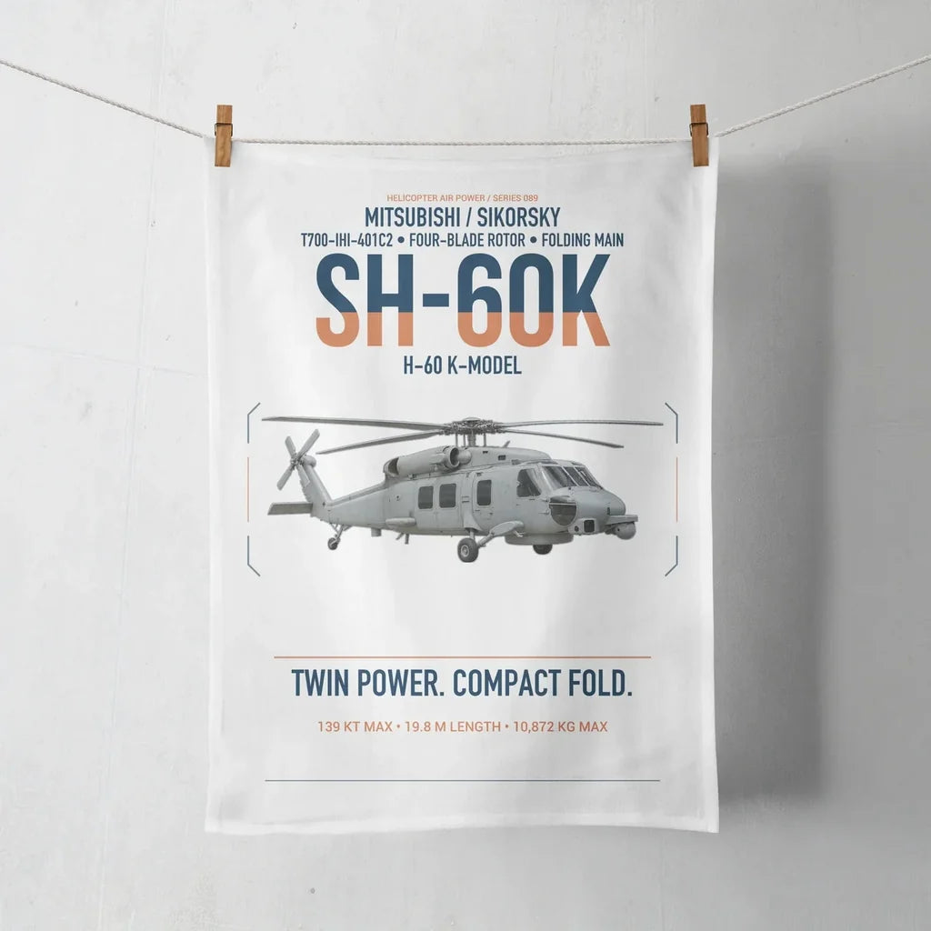 Mitsubishi Sikorsky SH-60K design on white towel