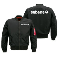Thumbnail for Sabena aviation design embroidered on black bomber jacket