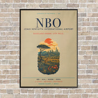 Thumbnail for Jomo Kenyatta International Airport Nairobi NBO vertical canvas print - framed - beige background