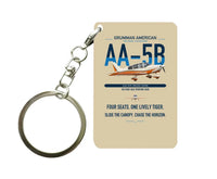 Thumbnail for Grumman American AA-5B Tiger design on beige designed key chain, double-side print