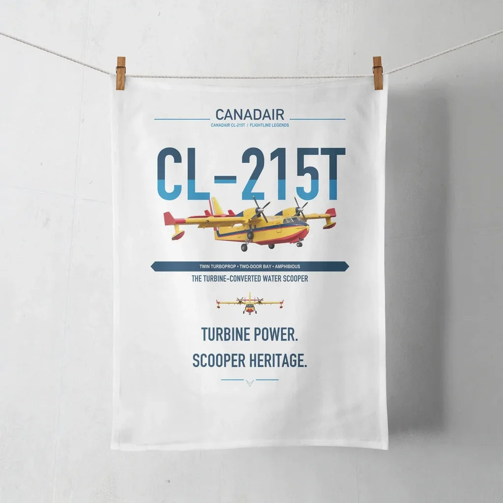 Canadair CL-215T design on white towel