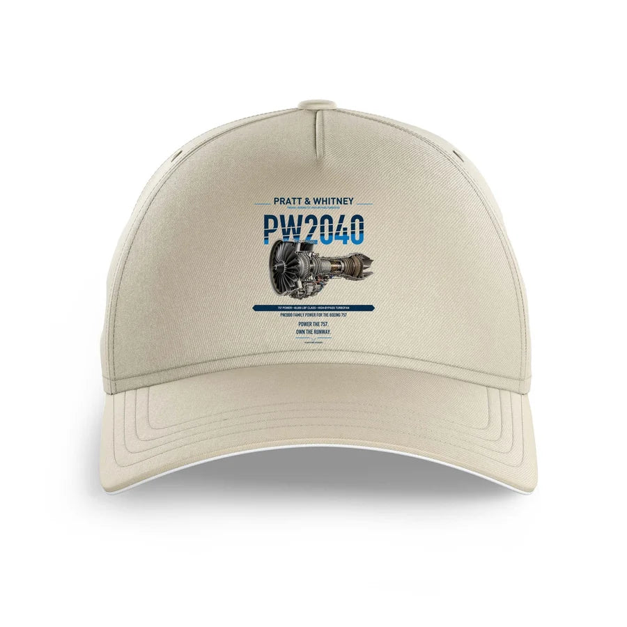PW2040 design on beige printed hat