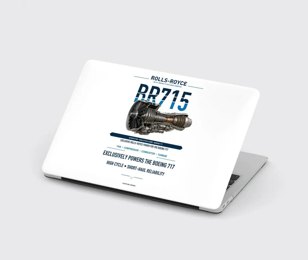 BR715 design on white MacBook case