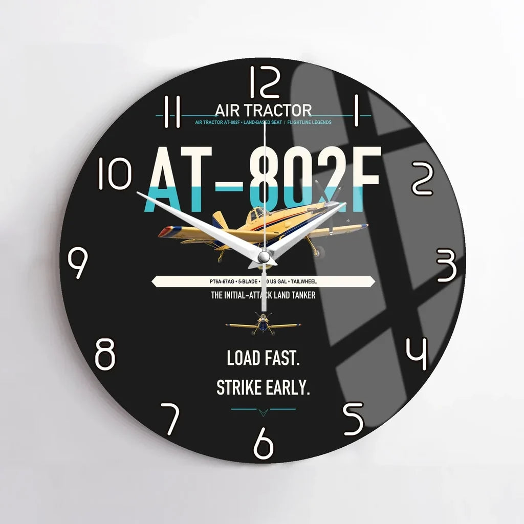 Air Tractor AT-802F design on black no frame wall clock