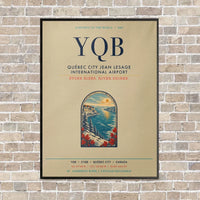 Thumbnail for Québec City Jean Lesage International Airport YQB vertical canvas print - framed - beige background