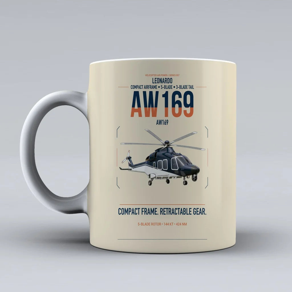Leonardo AW169 design on beige ceramic mug, double-side print