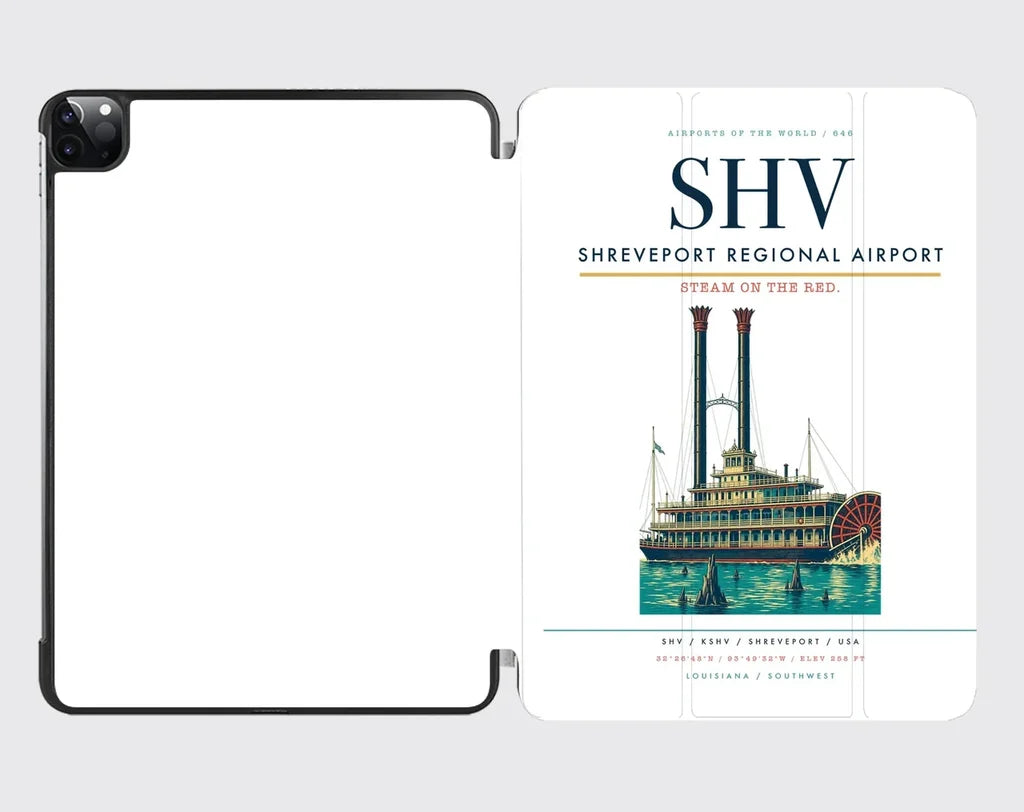 Shreveport Regional Airport (SHV) design on white ipad tablet case