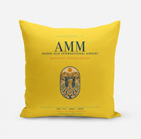 Thumbnail for Queen Alia International Airport (AMM) design on yellow pillow