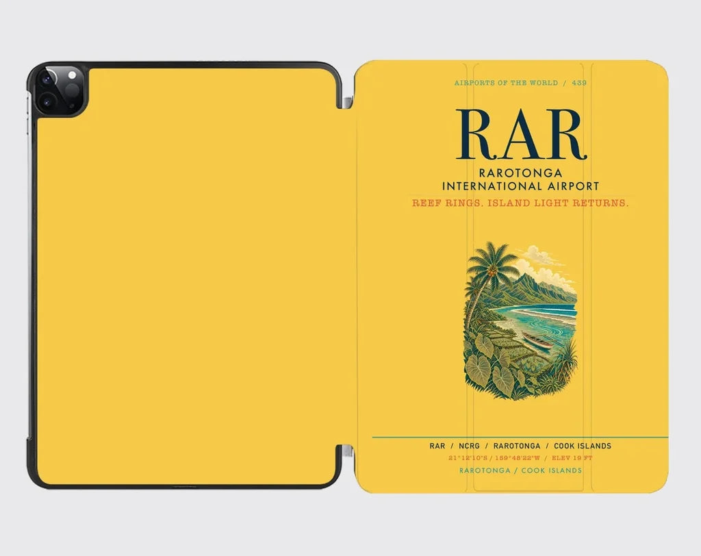 Rarotonga International Airport (RAR) design on yellow ipad tablet case