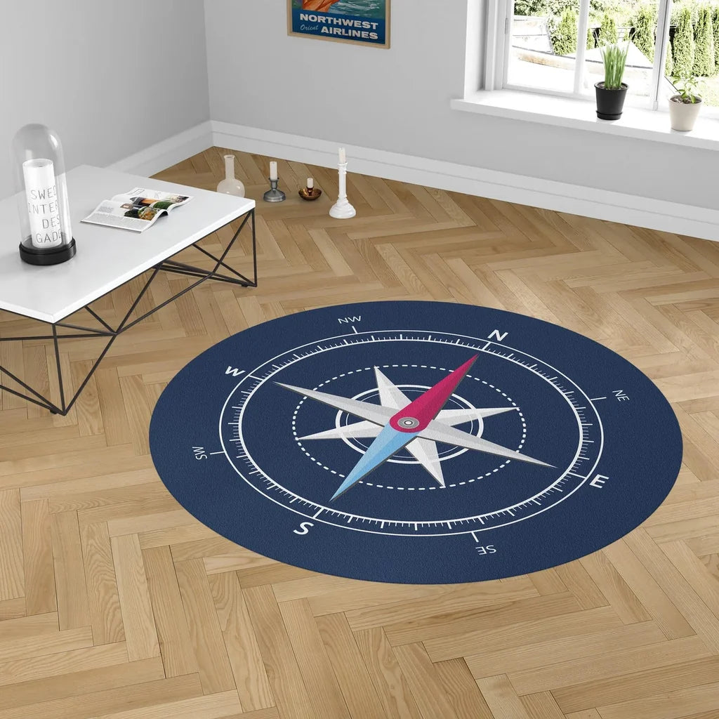 Blue Stylish Compass Floor Mat - view 2