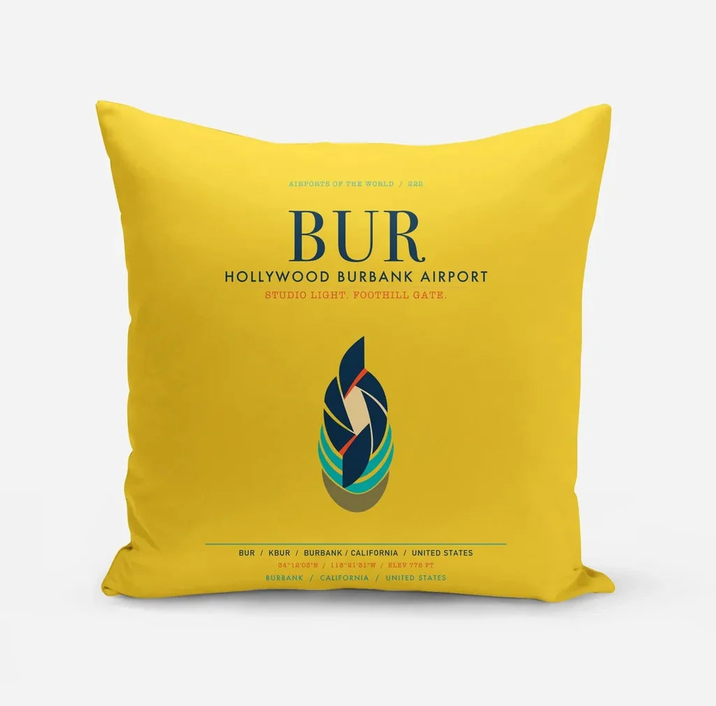 Hollywood Burbank Airport (BUR) design on yellow pillow