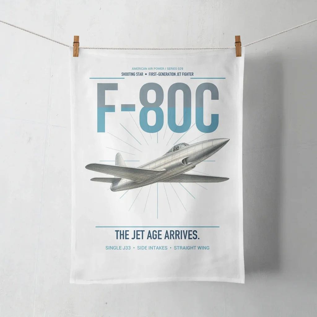 F-80C Shooting Star design on white towel