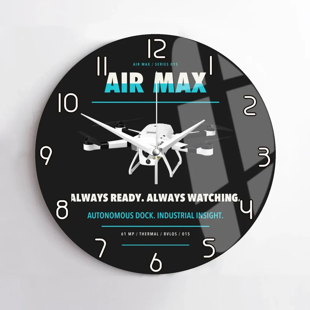 Percepto Air Max design on black no frame wall clock