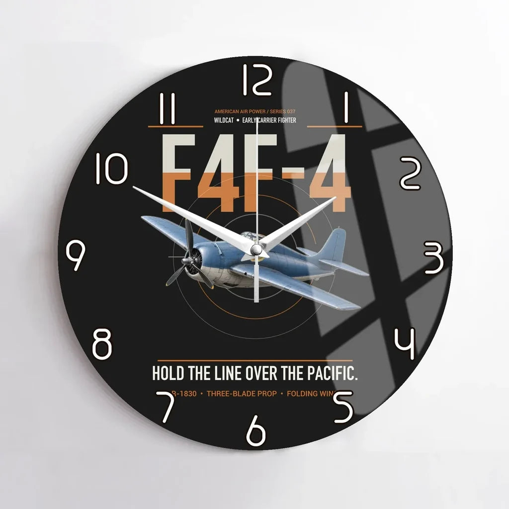 F4F-4 Wildcat design on black no frame wall clock