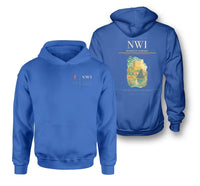 Thumbnail for Norwich Airport (NWI) design on blue double-side hoodie