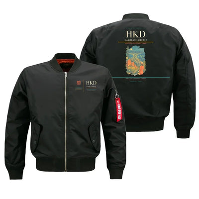 Hakodate Airport (HKD) design on black bomber jacket