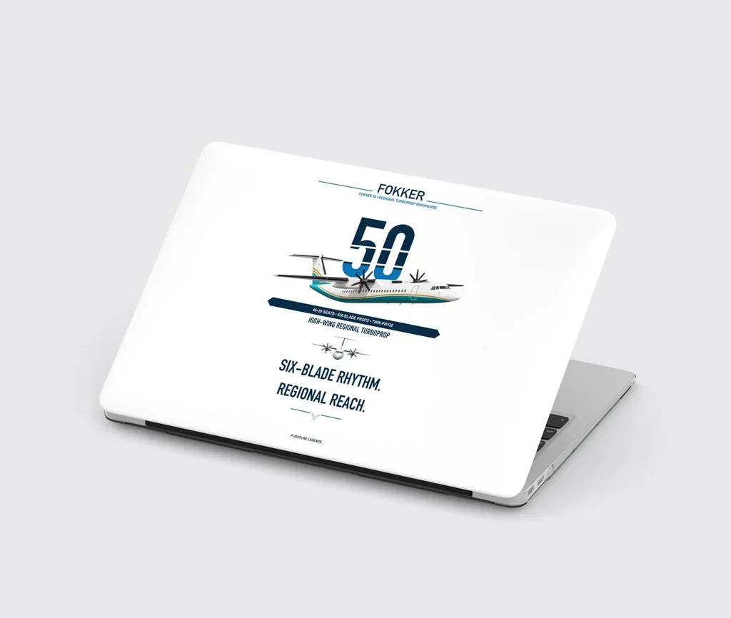 Fokker 50 design on white MacBook case