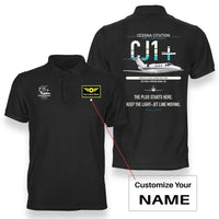 Thumbnail for Cessna Citation CJ1+ design on black+name double-side polo t-shirt, double-side print