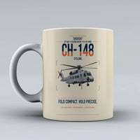 Thumbnail for Sikorsky CH-148 Cyclone design on beige ceramic mug, double-side print
