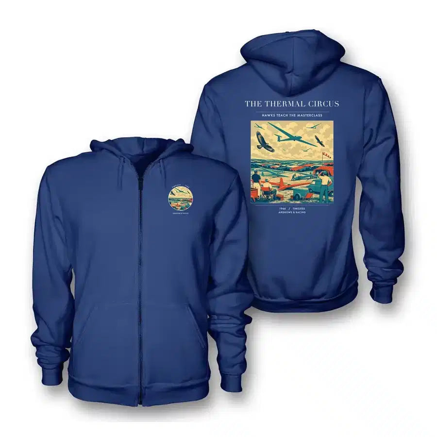 VINTAGE G4474 - The Thermal Circus - Premium Zipped Hoodie design on blue
