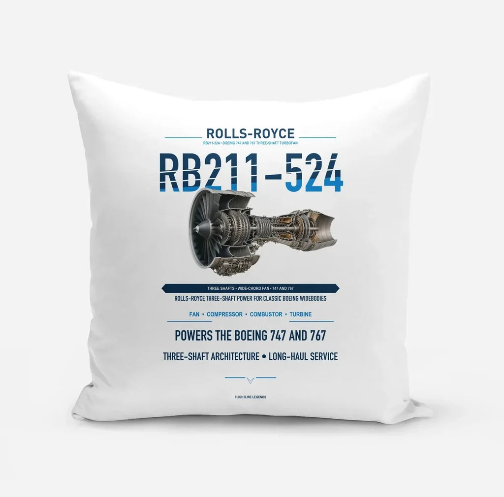 RB211-524 design on white pillow