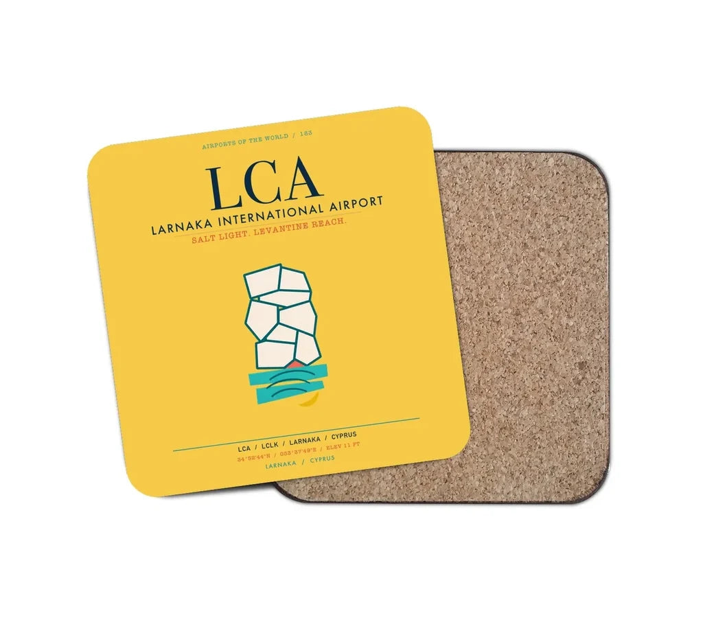 Larnaka International Airport (LCA) design on yellow 1 piece coaster
