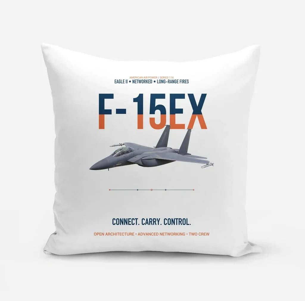 F-15EX Eagle II Connect Carry Control design on white pillow