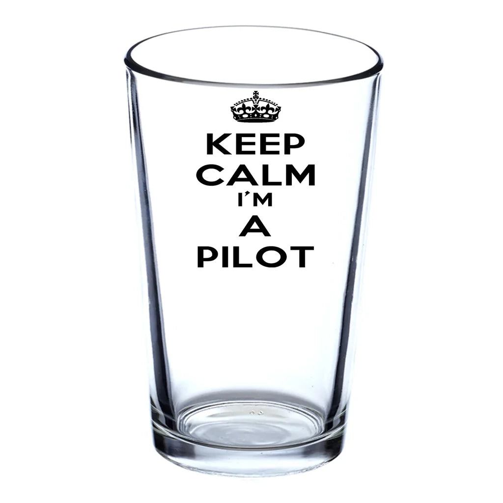 Customisable Keep Calm I'm A Pilot Drinking Glass - view 2