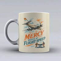 Thumbnail for 658 - Mercy Moves At Flight Speed - Mug design on beige signal