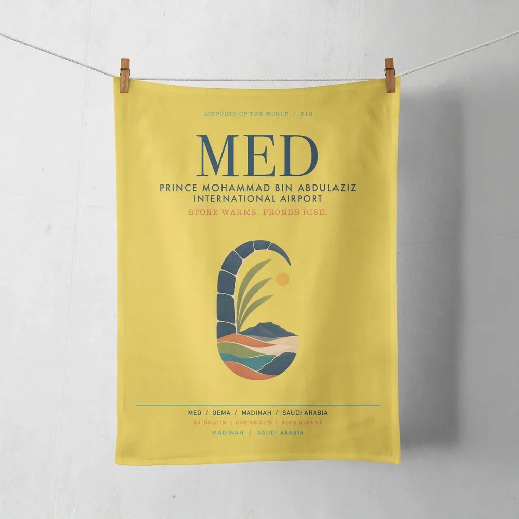 Prince Mohammad Bin Abdulaziz International Airport (MED) design on yellow towel