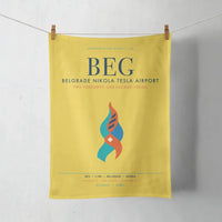 Thumbnail for Belgrade Nikola Tesla Airport (BEG) design on yellow towel